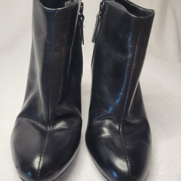 Nine West Black Leather High Heel Short Boots - Picture 3 of 8